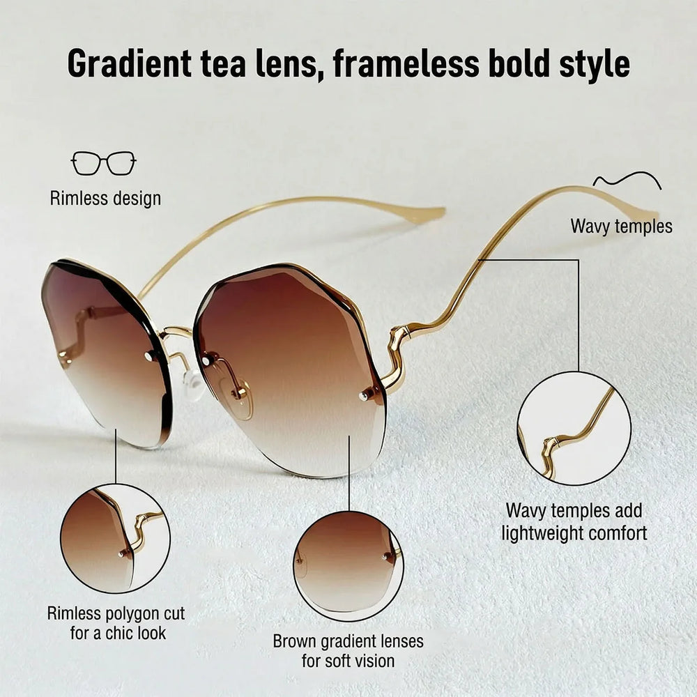Lyra Rimless Oval Sunglasses
