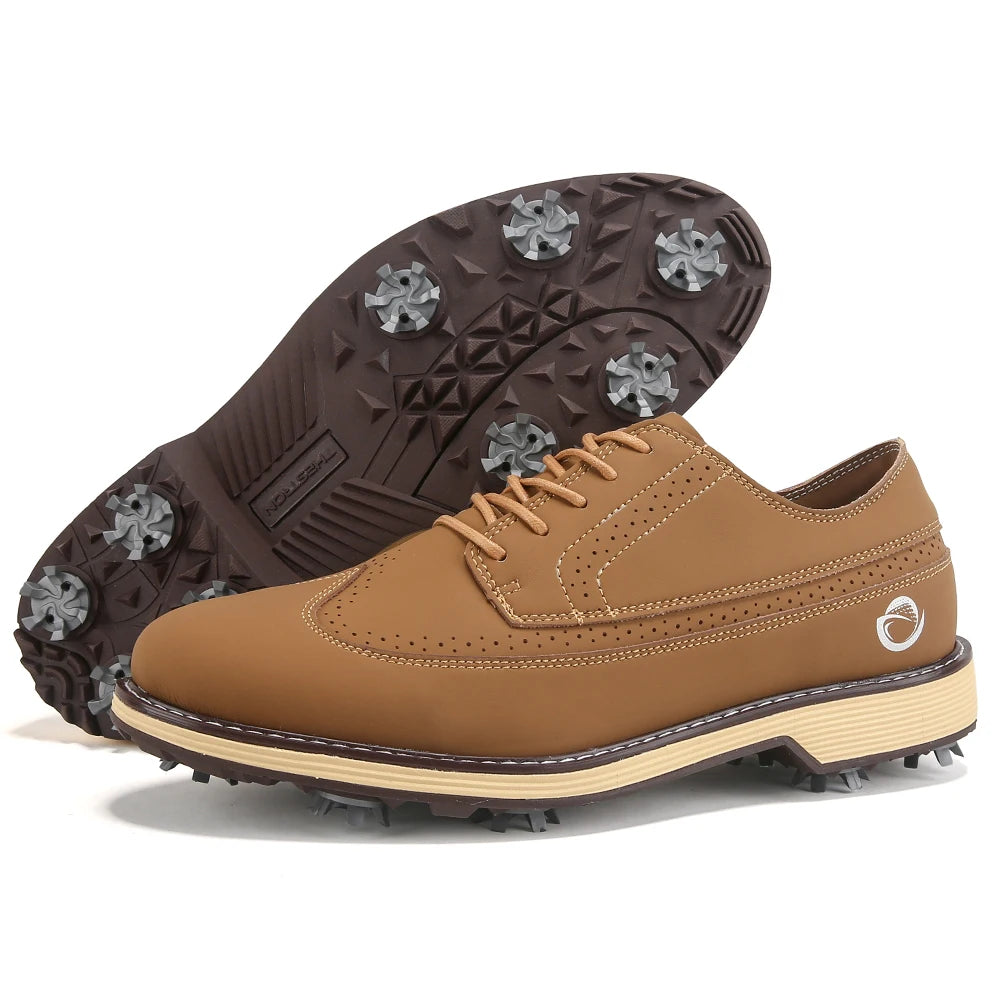 Brown golf shoe, side view