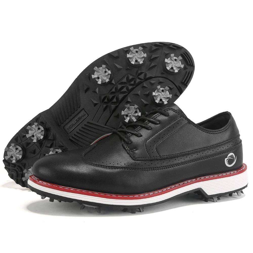 Black golf shoe, side view
