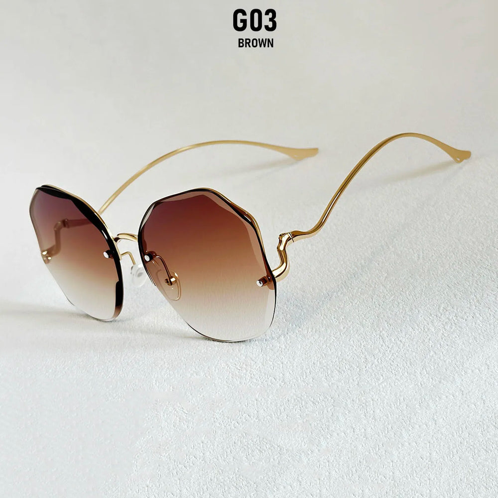 Lyra Rimless Oval Sunglasses