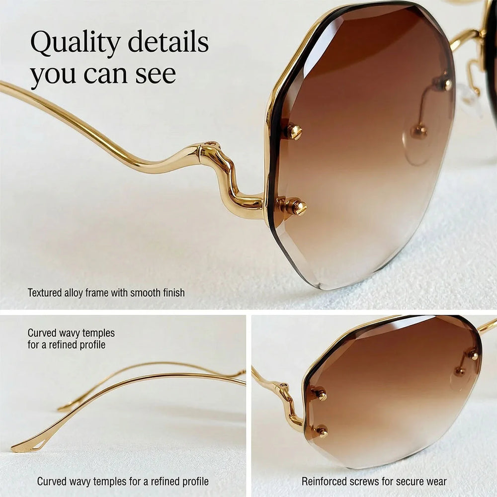 Lyra Rimless Oval Sunglasses