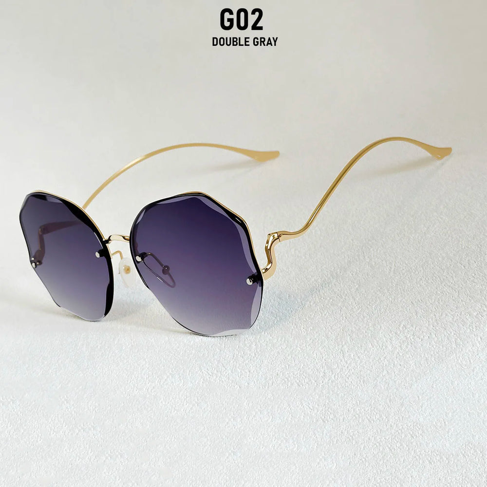 Lyra Rimless Oval Sunglasses