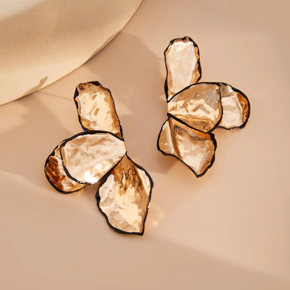 Solene Hammered Petal Drop Earrings