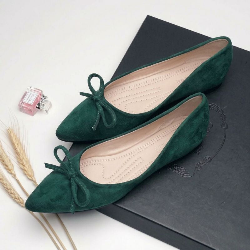Maren Suede Bow Pointed Flat