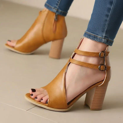 Cambriva Double Strap Block Heel Sandals