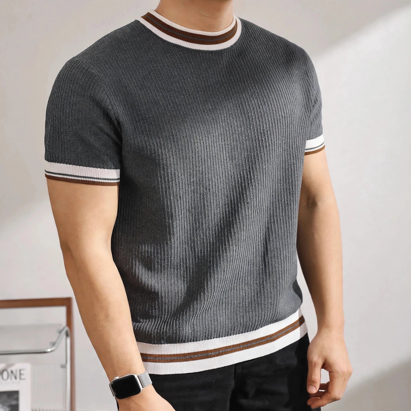 Arezzo Contrast Rib Knit Tee