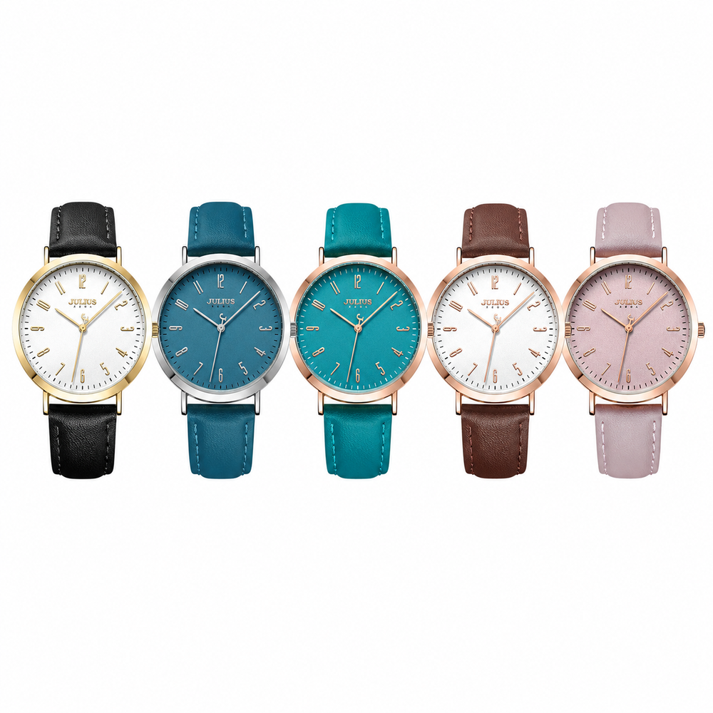 Lucca leather strap watch color lineup