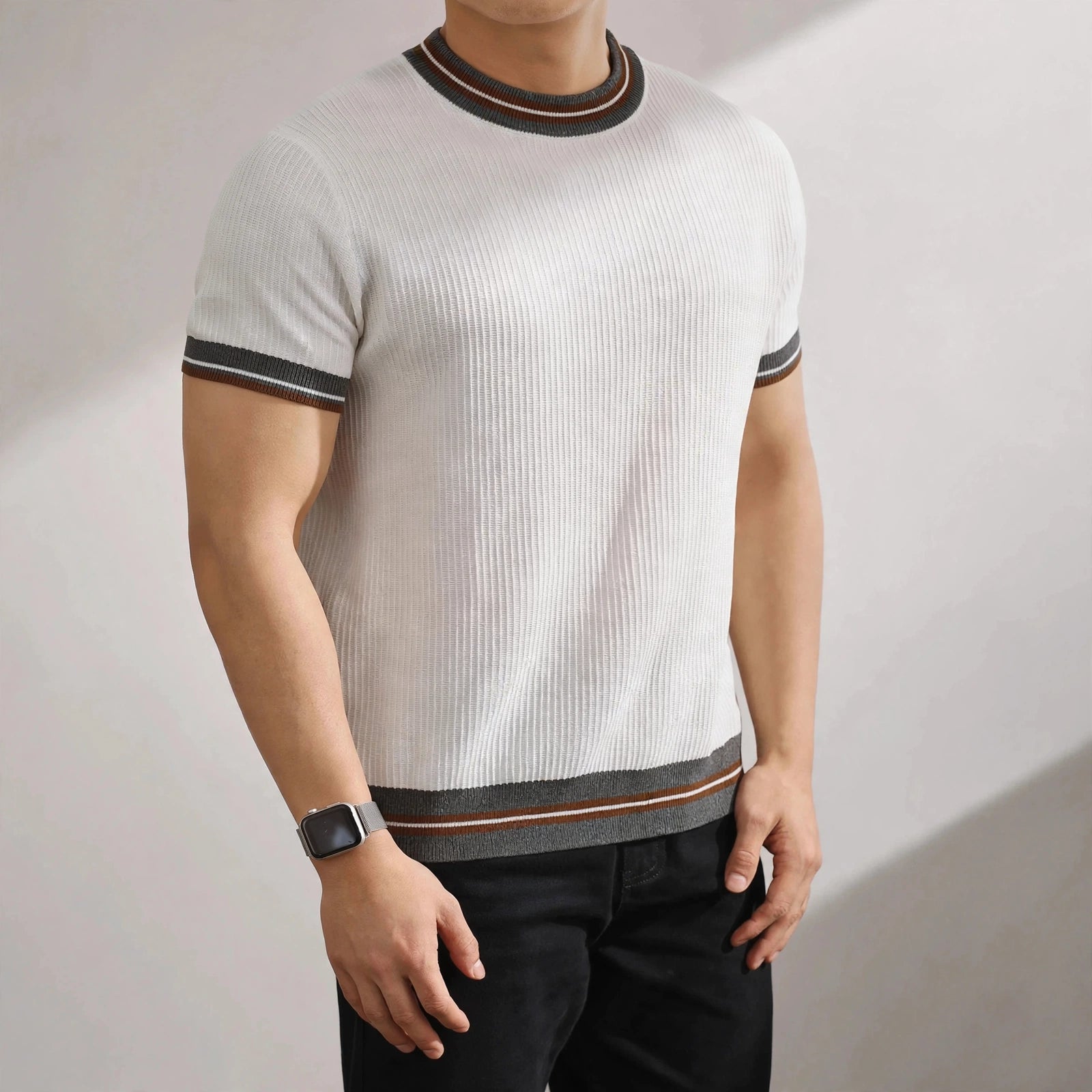 Arezzo Contrast Rib Knit Tee