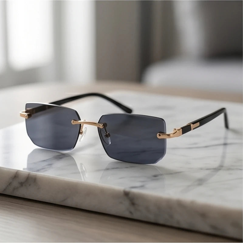 Sierra Rimless Rectangle Sunglasses