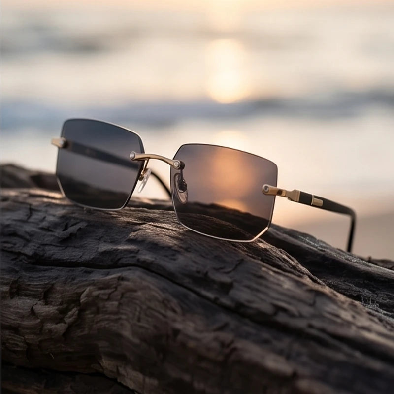 Sierra Rimless Rectangle Sunglasses