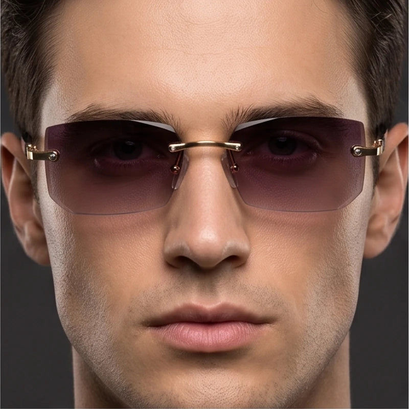 Sierra Rimless Rectangle Sunglasses