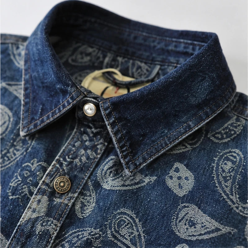 Indigo Paisley Denim Shirt