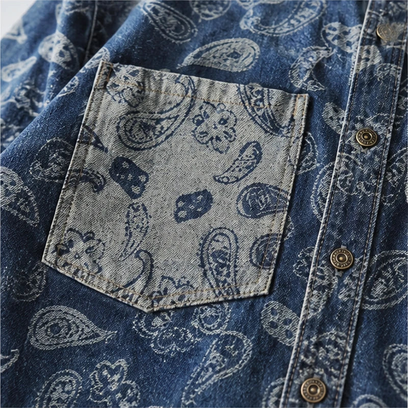 Indigo Paisley Denim Shirt