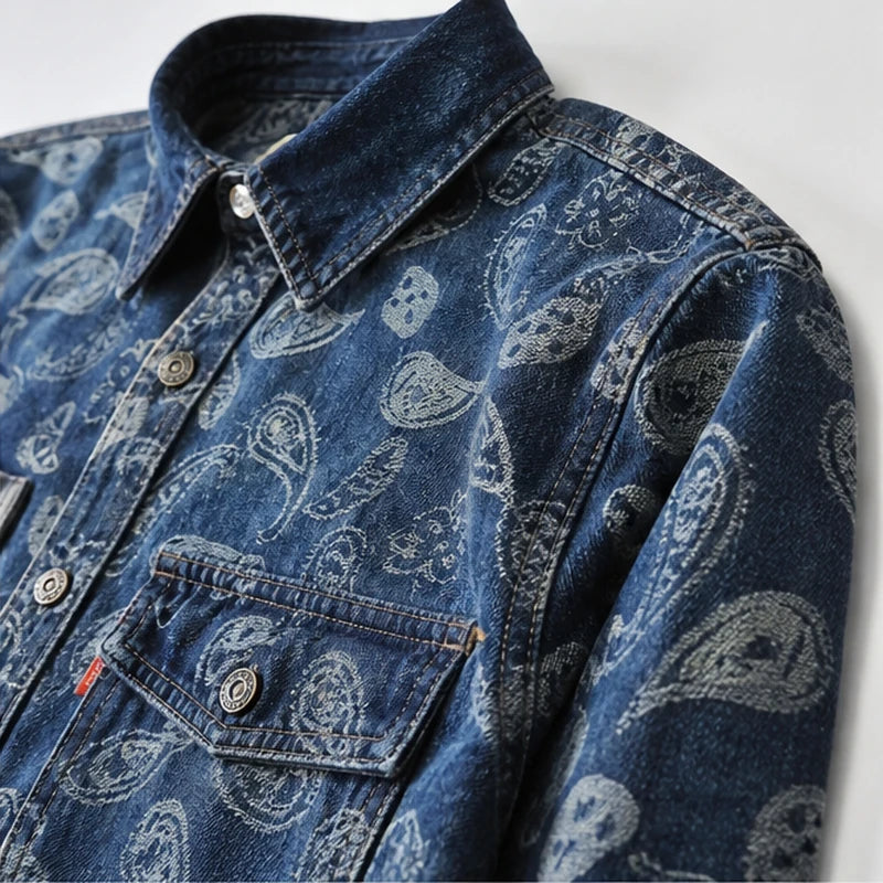 Indigo Paisley Denim Shirt
