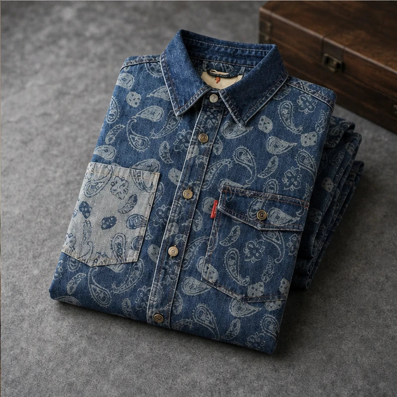 Indigo Paisley Denim Shirt