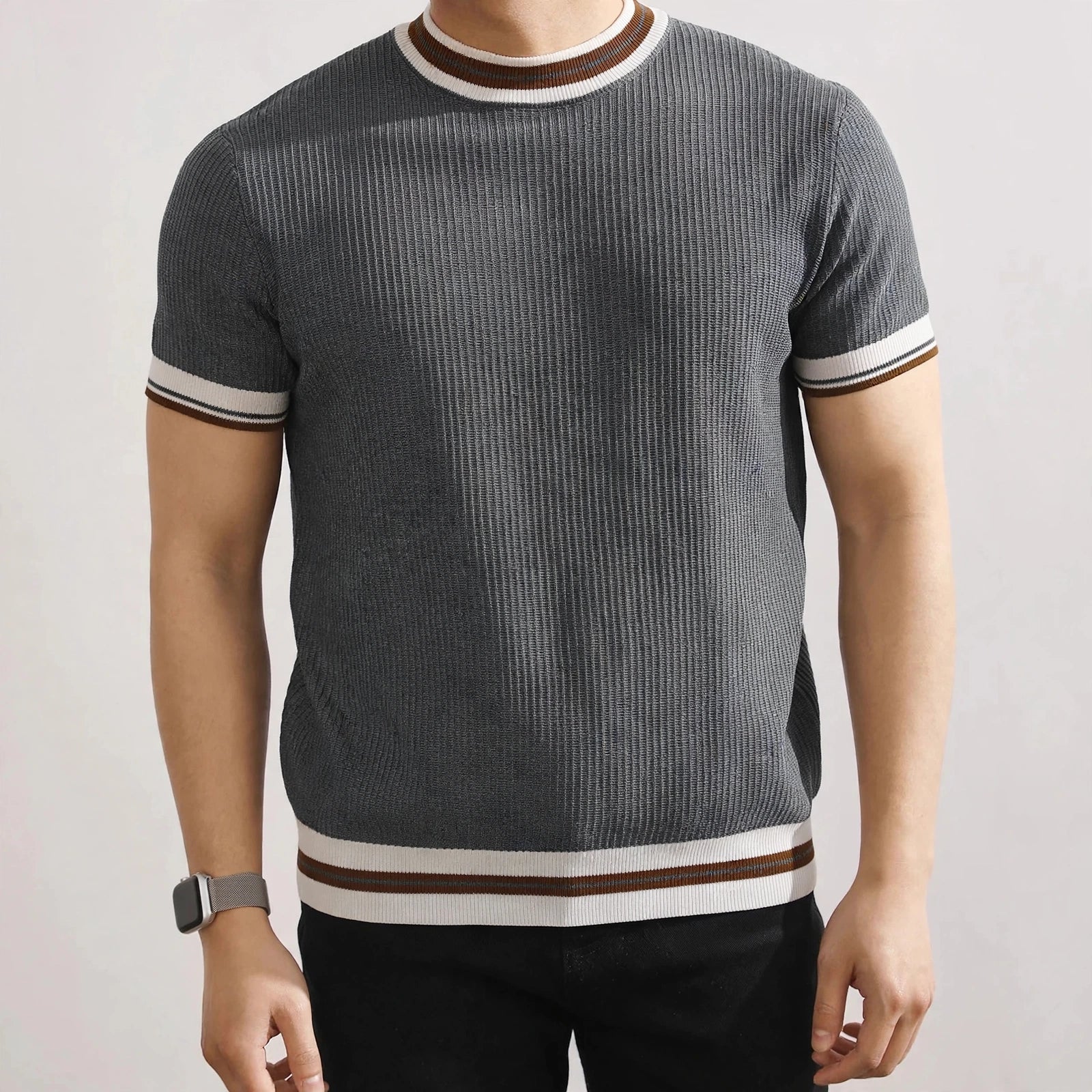 Arezzo Contrast Rib Knit Tee